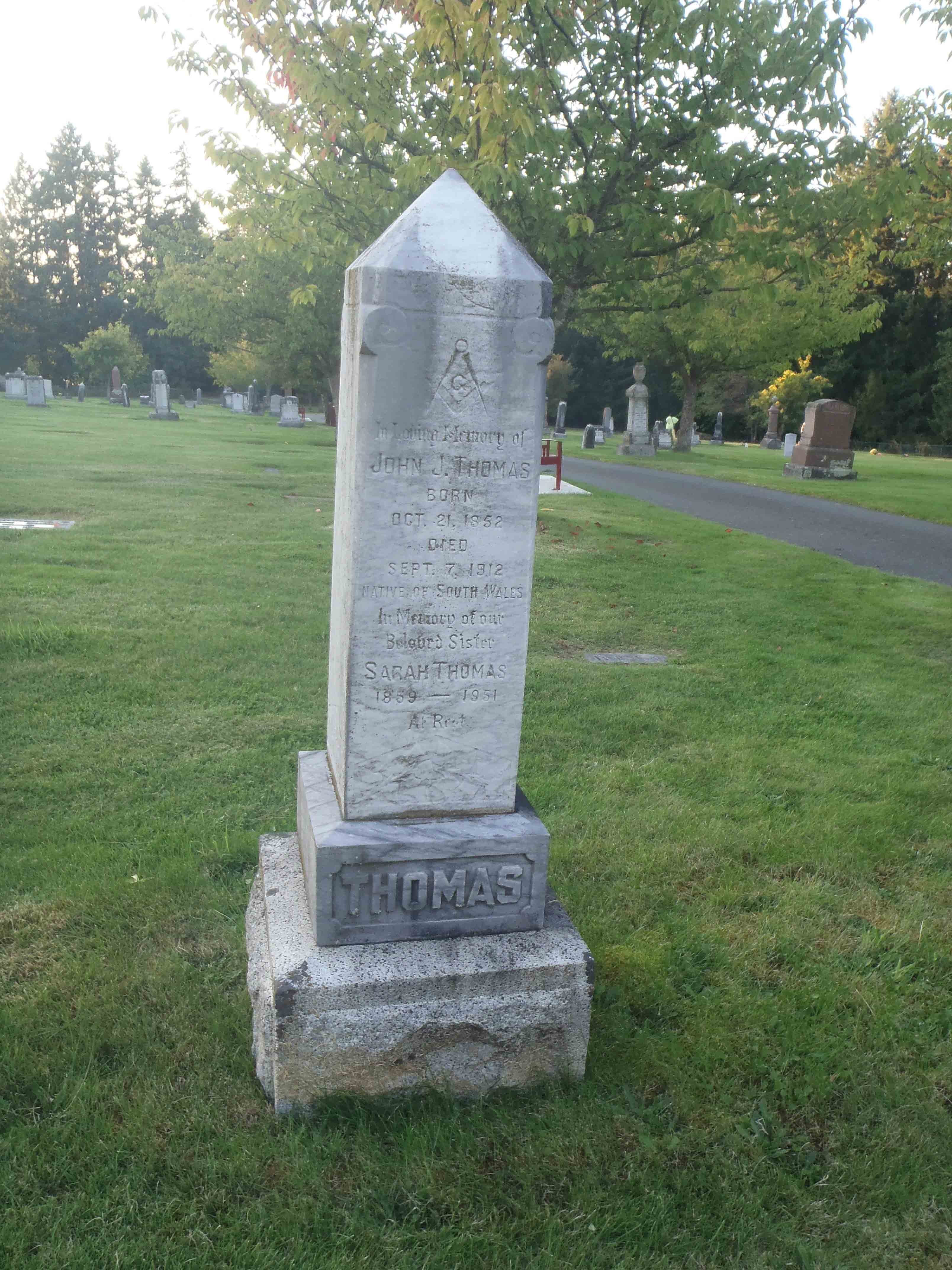John Thomas gravestone, Ladysmith Cemetery